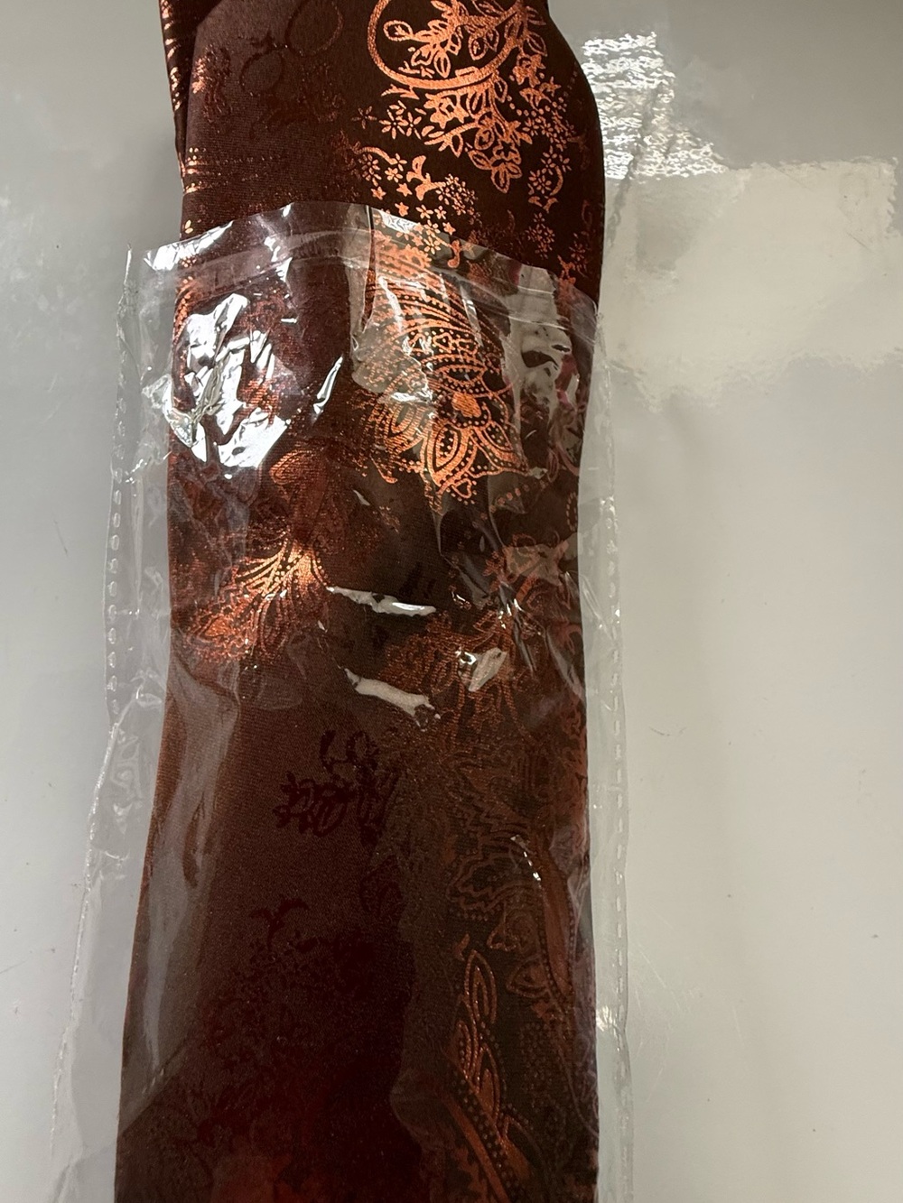 Bronze Paisley Jacquard Necktie Formal Satin Tie